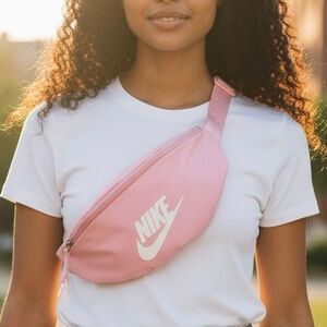 Nike Pink Logo Waist Bag Belt Pack Fanny Pack Adjustable Strap Unisex Travel